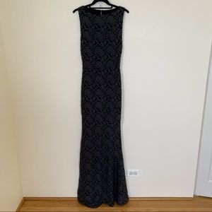 Alice + Olivia long lace open back dress